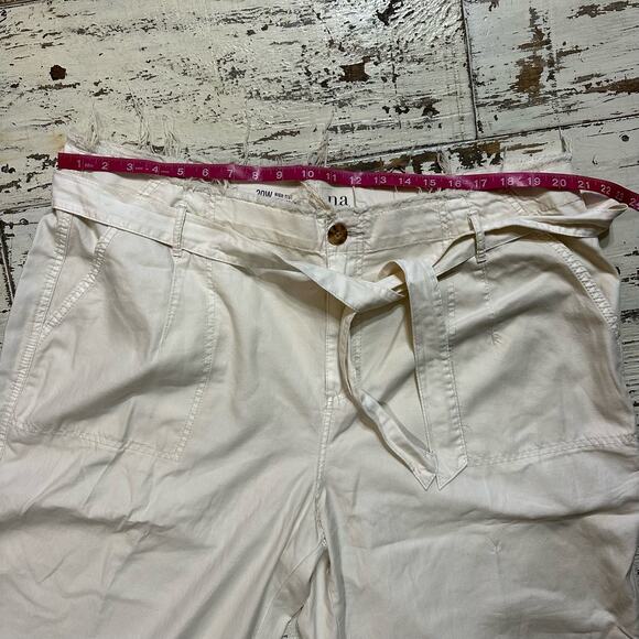 Wide Leg High Rise Cropped Offwhite Cream Colored Pants Size 20 - Picture 5 of 8